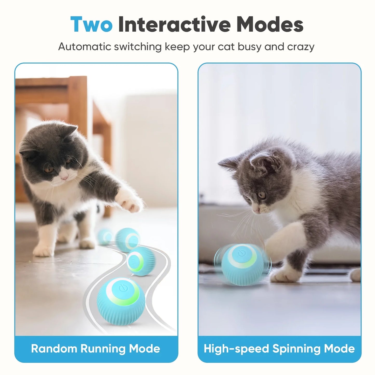 Automatic Rolling Interactive Cat Toy Ball with USB Rechargeable LED Light for Indoor Play - Green