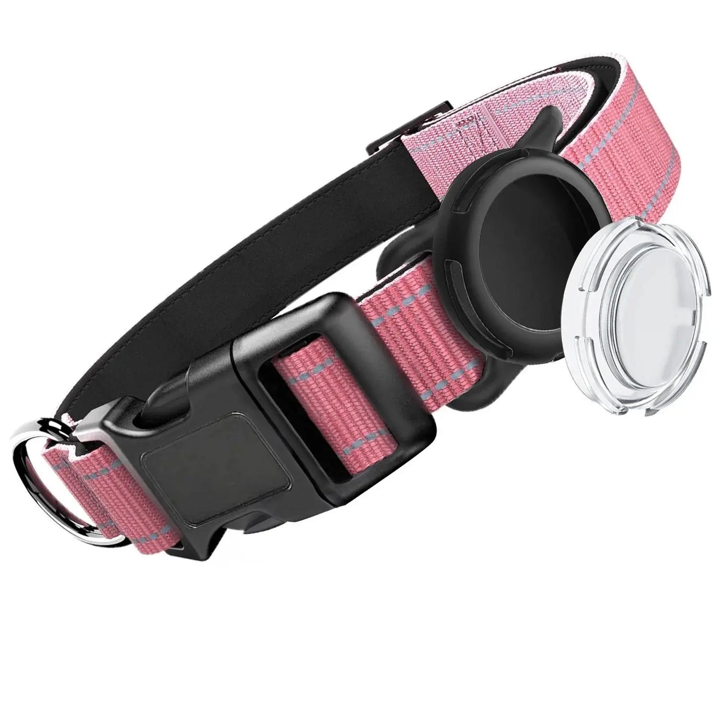 Airtag-Compatible Waterproof Dog Collar with Reflective Soft Padding and Adjustable Fit for Large Breeds