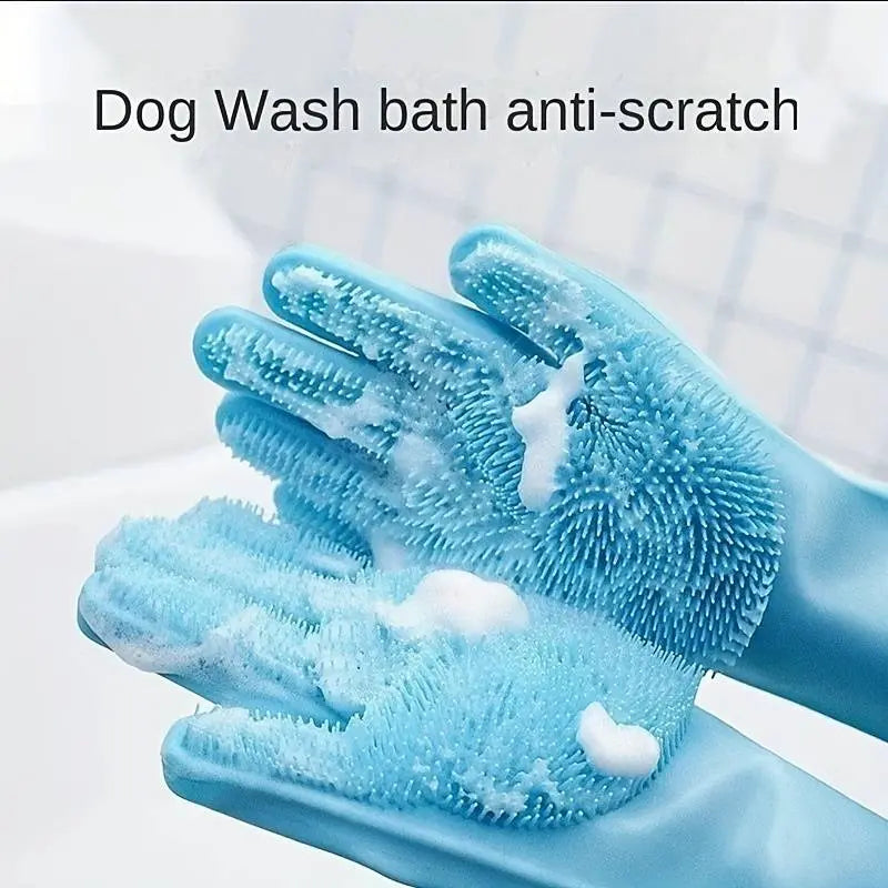 Pet Dog Bathing Gloves, Silicone Pet Brush Massage Brush, Dog Bathing Supplies, Grooming Supplies, Comfortable & Durable Design, Clean, Perfect for Daily Use