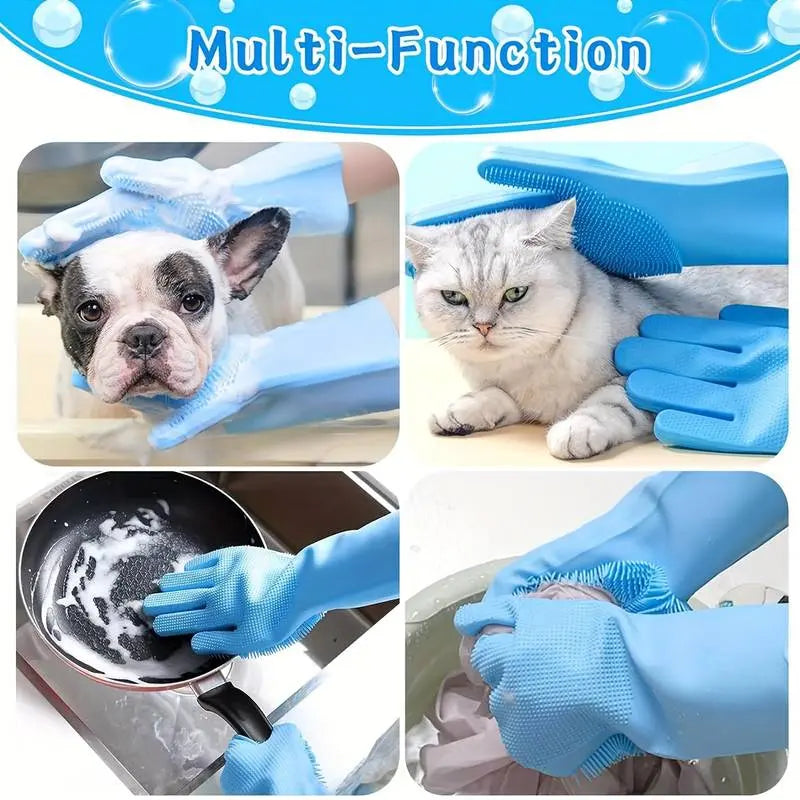 Pet Dog Bathing Gloves, Silicone Pet Brush Massage Brush, Dog Bathing Supplies, Grooming Supplies, Comfortable & Durable Design, Clean, Perfect for Daily Use