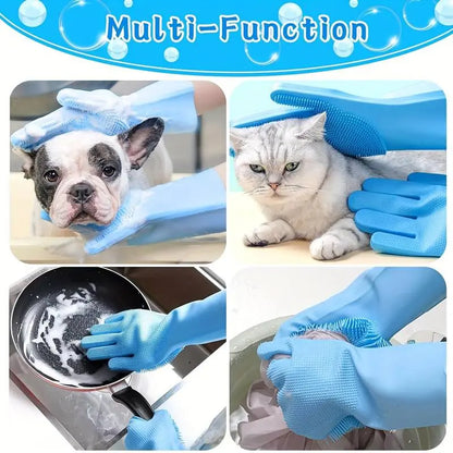 Pet Dog Bathing Gloves, Silicone Pet Brush Massage Brush, Dog Bathing Supplies, Grooming Supplies, Comfortable & Durable Design, Clean, Perfect for Daily Use