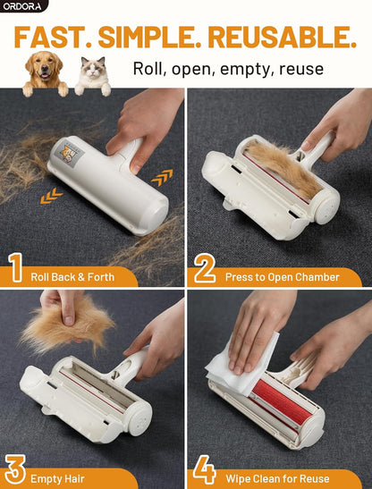 Eco-Friendly Pet Hair Removal Tool: Reusable Lint Roller for Efficient Hair Removal from Furniture, Bedding, and Vehicles in Multi-Pet Homes