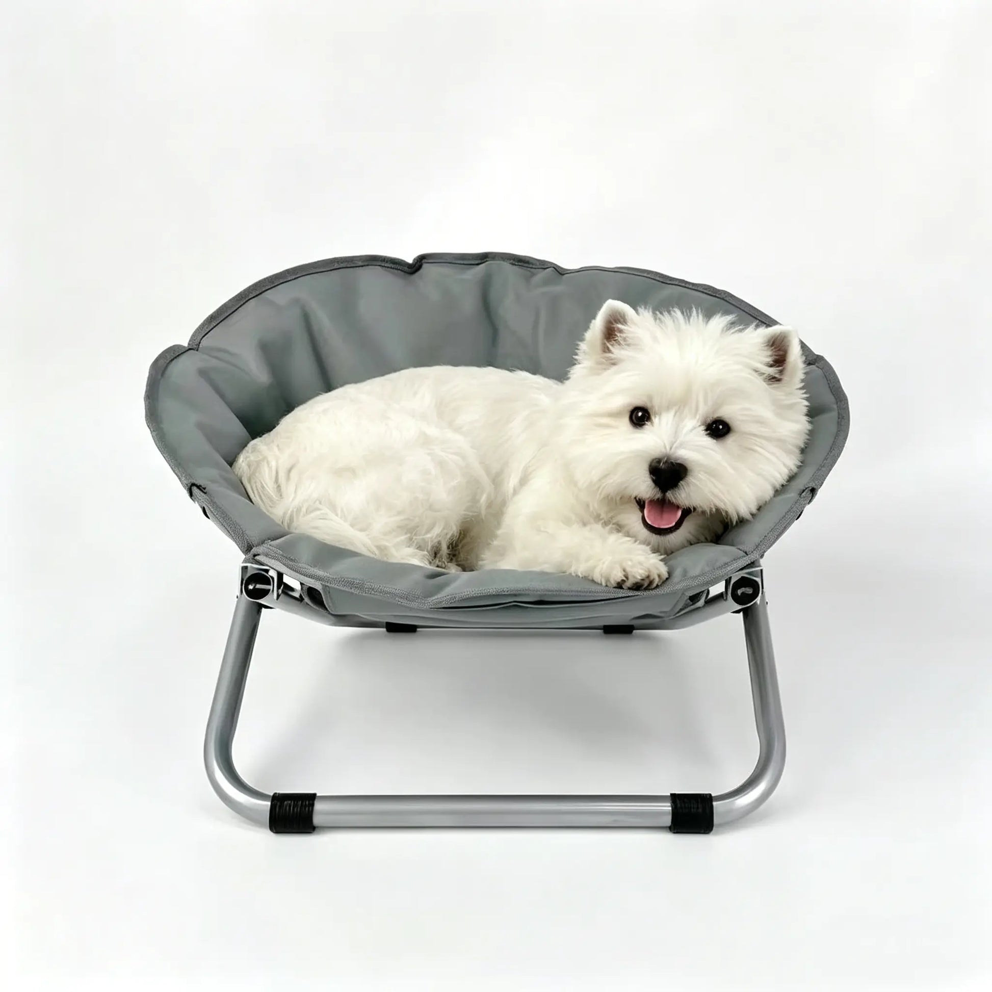 Elevated Folding Pet Moon Chair, Sturdy Metal Frame, Portable Indoor-Outdoor Travel Pet Furniture for Dogs & Cats, Sofa Bed Ice Silk