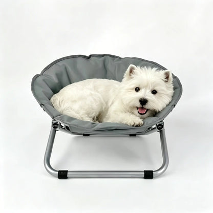 Elevated Folding Pet Moon Chair, Sturdy Metal Frame, Portable Indoor-Outdoor Travel Pet Furniture for Dogs & Cats, Sofa Bed Ice Silk
