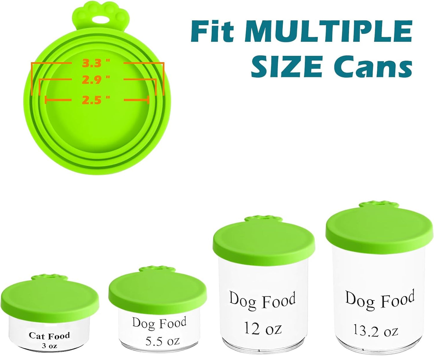 Silicone Pet Can Cover Lids - 4 Pack, Universal Fit for Dog and Cat Food, Compatible with Standard Size Cans, BPA Free and Dishwasher Safe (Blue, Green, Orange, Pink)