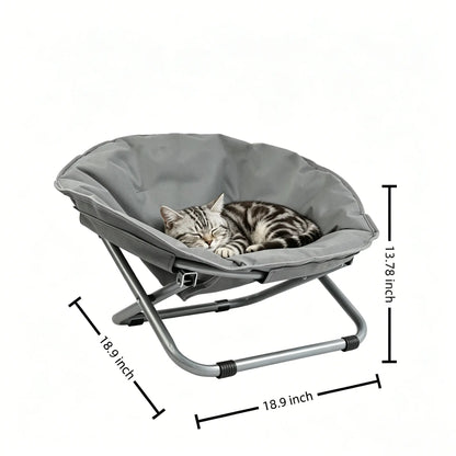 Elevated Folding Pet Moon Chair, Sturdy Metal Frame, Portable Indoor-Outdoor Travel Pet Furniture for Dogs & Cats, Sofa Bed Ice Silk