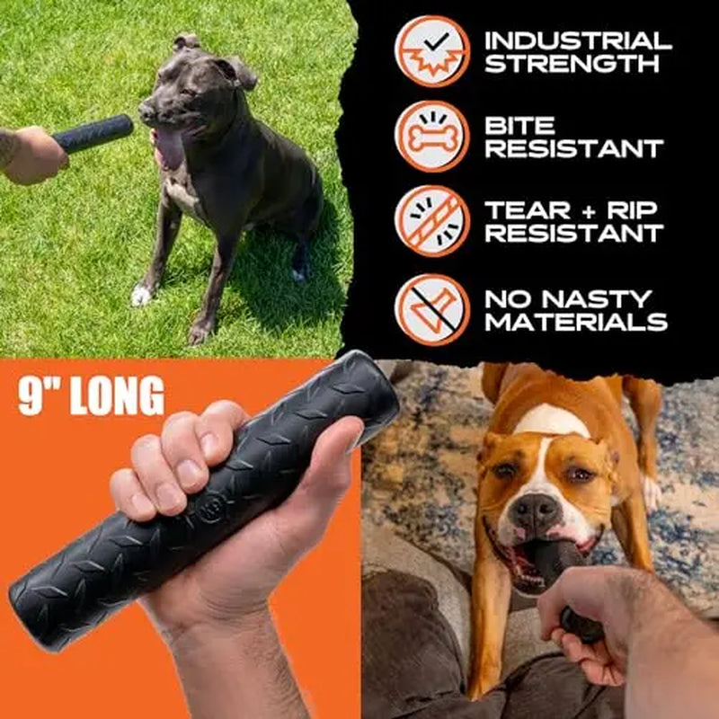 Monster K9 Chew Stick | Toughest Chewers. Lifetime Guaranteed. | Made in USA. VULCRON Natural Rubber | Durable, Heavy Duty Dog Chew Toy for Aggressive Chewers | Medium & Large Breeds, 9” X 2”