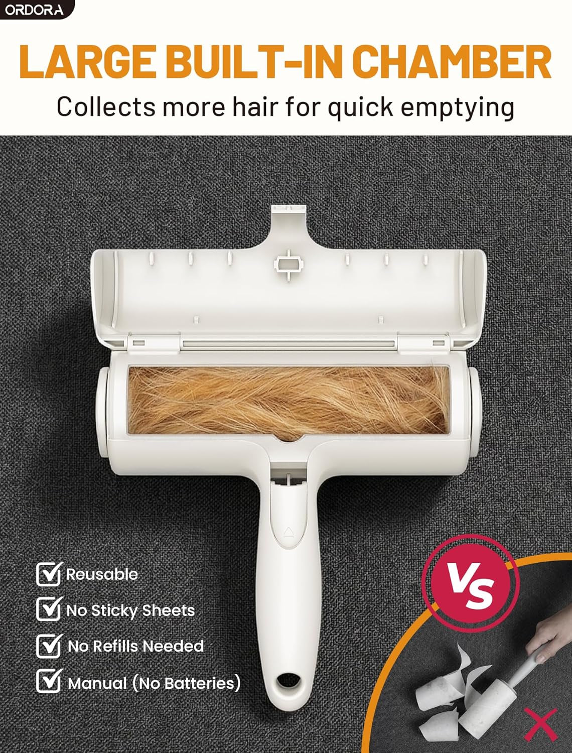 Eco-Friendly Pet Hair Removal Tool: Reusable Lint Roller for Efficient Hair Removal from Furniture, Bedding, and Vehicles in Multi-Pet Homes
