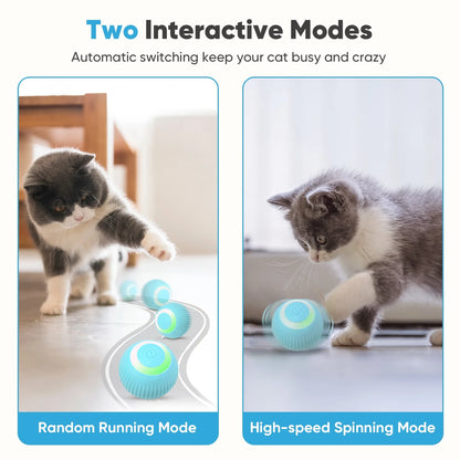 Automatic Rolling Interactive Cat Toy Ball with USB Rechargeable LED Light for Indoor Play - Green