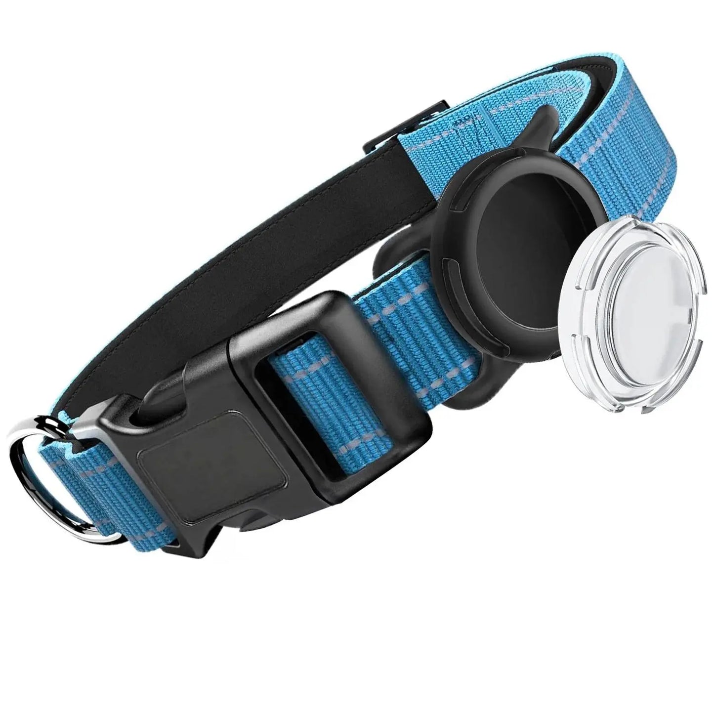 Airtag-Compatible Waterproof Dog Collar with Reflective Soft Padding and Adjustable Fit for Large Breeds