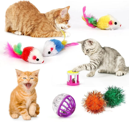 32-Piece Interactive Cat Toy Set with Catnip, Collapsible Rainbow Tunnel, Feather Teaser, Crinkle Balls, and Spring Toys for Cats and Kittens