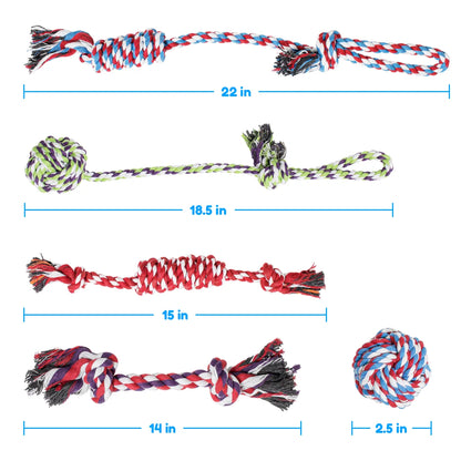 Pacific Pups Premium Rope Dog Toys - Set of 5 for Small and Medium Breeds