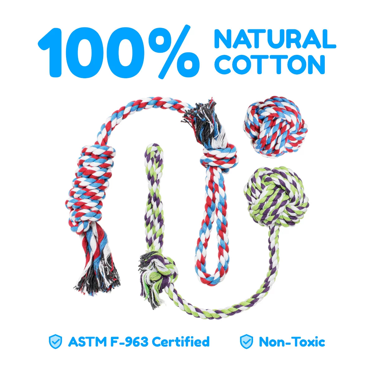 Pacific Pups Premium Rope Dog Toys - Set of 5 for Small and Medium Breeds