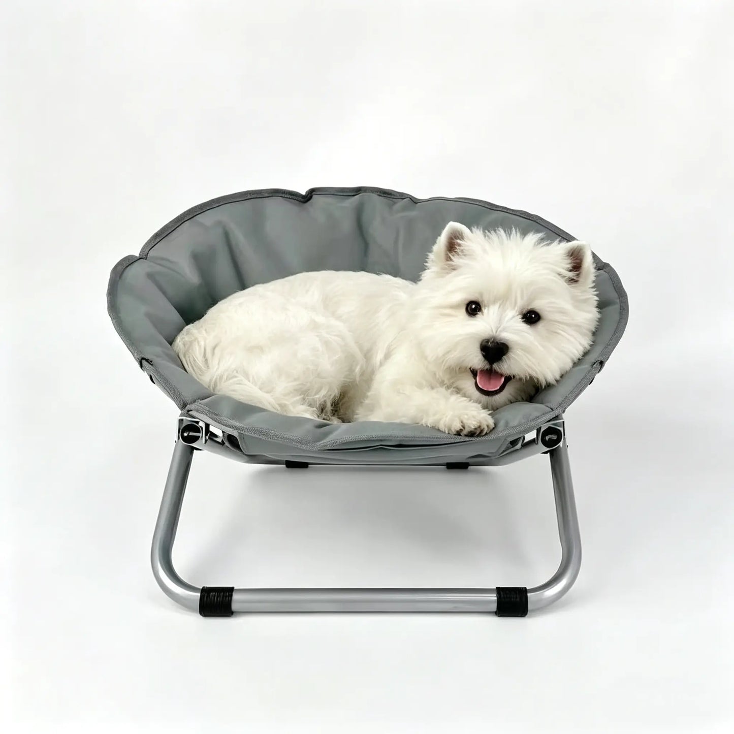 Elevated Folding Pet Moon Chair, Sturdy Metal Frame, Portable Indoor-Outdoor Travel Pet Furniture for Dogs & Cats, Sofa Bed Ice Silk