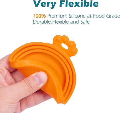 Silicone Pet Can Cover Lids - 4 Pack, Universal Fit for Dog and Cat Food, Compatible with Standard Size Cans, BPA Free and Dishwasher Safe (Blue, Green, Orange, Pink)