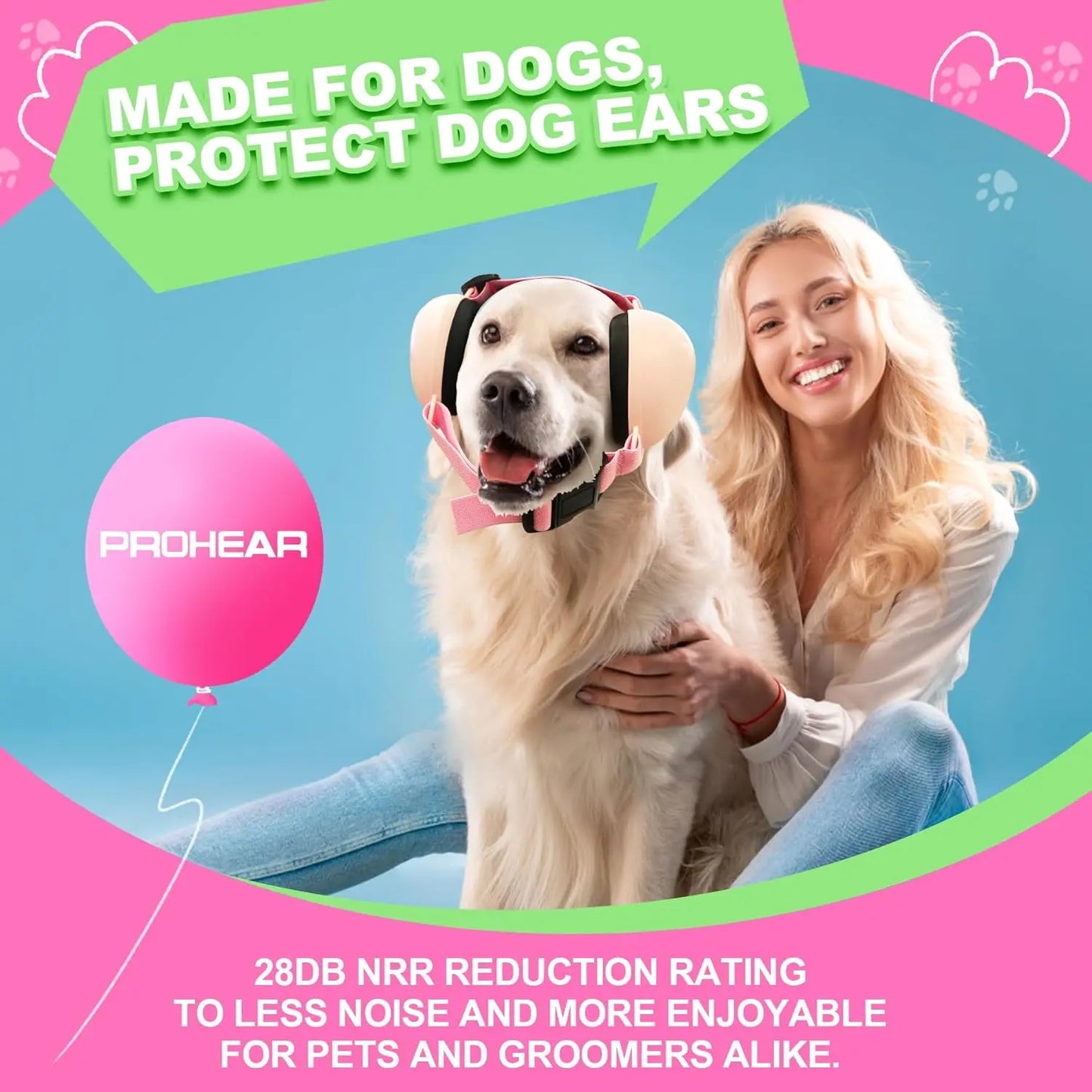 PROHEAR Multi-Size Dog Ear Muffs - NRR 28Db Noise Cancelling Headphones with Adjustable Fit for Thunder, Shooting Range, Comfy Pet Hearing Protection Summerwins Dealsforyoudays