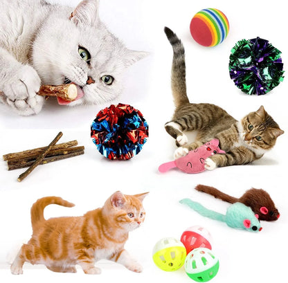 32-Piece Interactive Cat Toy Set with Catnip, Collapsible Rainbow Tunnel, Feather Teaser, Crinkle Balls, and Spring Toys for Cats and Kittens