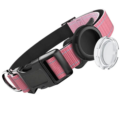Airtag-Compatible Waterproof Dog Collar with Reflective Soft Padding and Adjustable Fit for Large Breeds