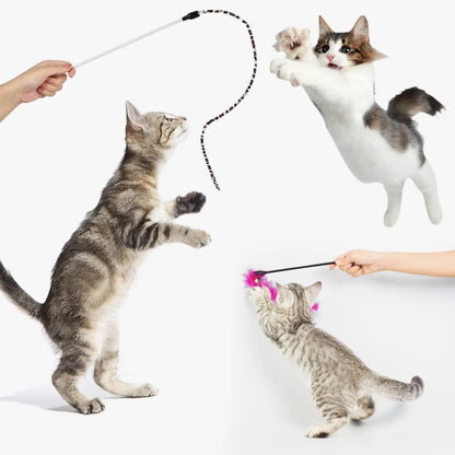 32-Piece Interactive Cat Toy Set with Catnip, Collapsible Rainbow Tunnel, Feather Teaser, Crinkle Balls, and Spring Toys for Cats and Kittens