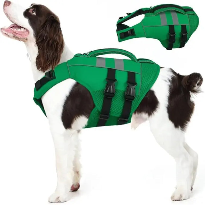 Kuoser Dog Life Jacket Large, High Flotation Puppy Safety Vest for Swimming Boating, Reflective Water Vest Pet Life Preserver with Rescue Handle