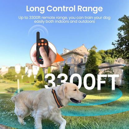 【Collar】Dog Training Collar 3300Ft Dog Training Behavior Aid, Remote IPX8 Waterproof with 4 Training Modes, Outdoor Rechargeable E-Collar