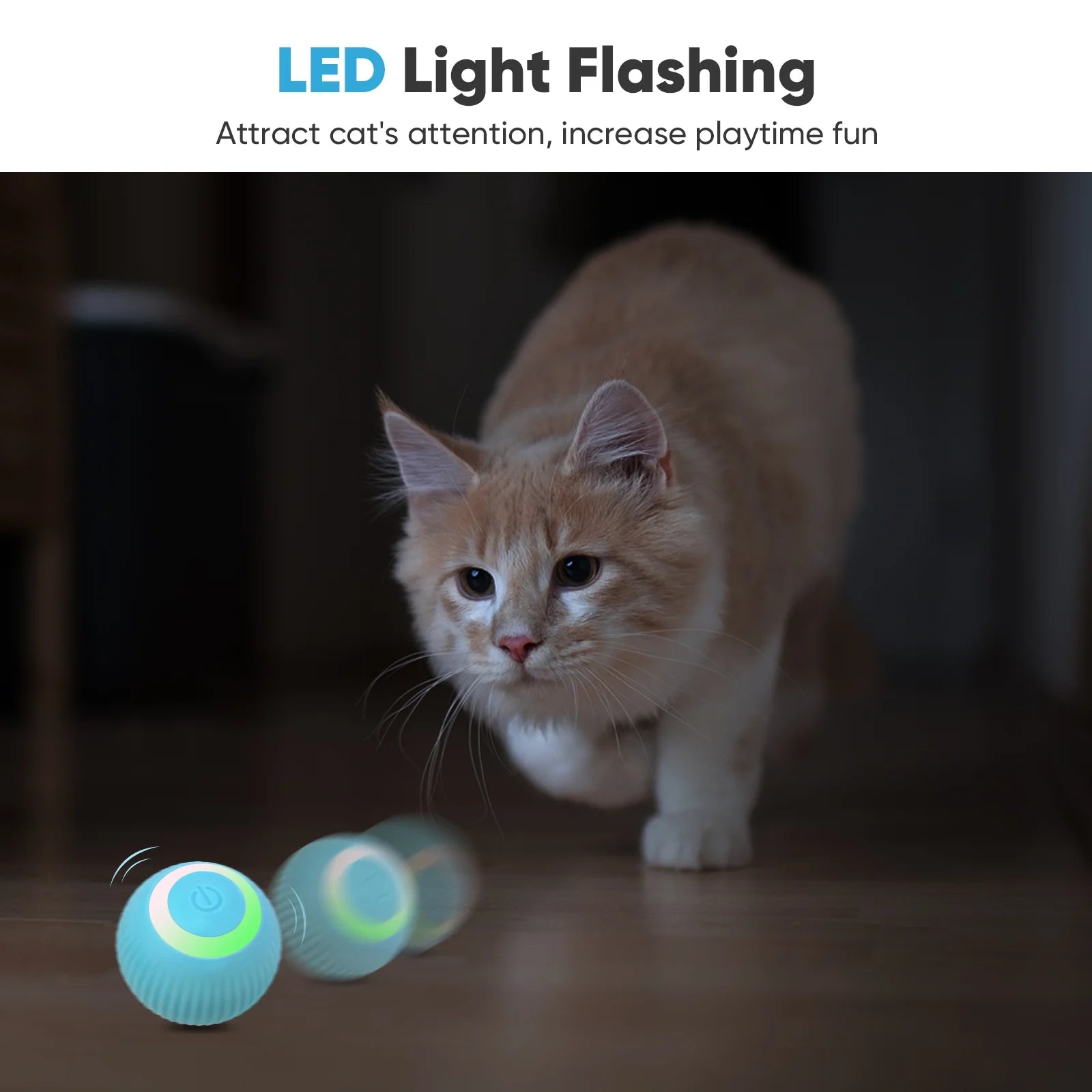 Automatic Rolling Interactive Cat Toy Ball with USB Rechargeable LED Light for Indoor Play - Green