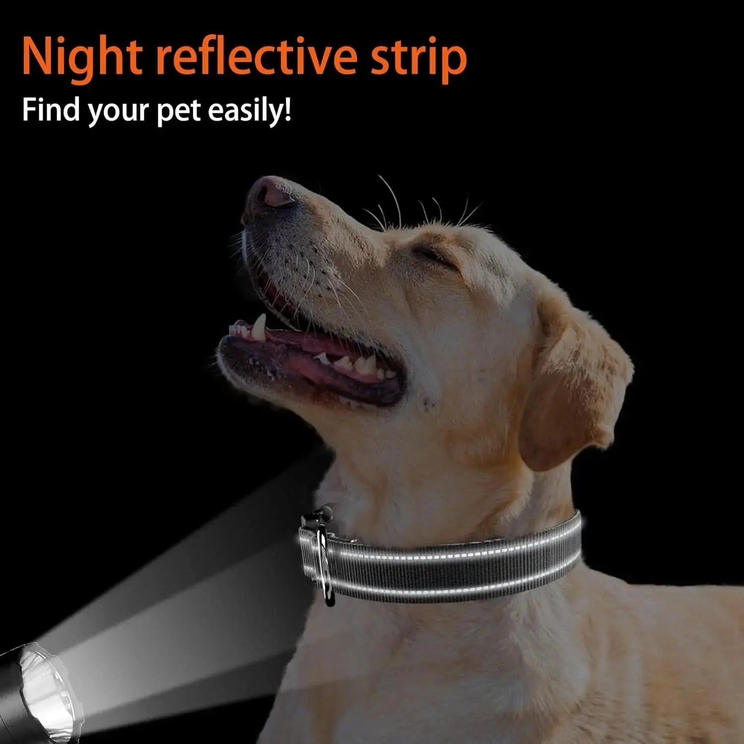 Airtag-Compatible Waterproof Dog Collar with Reflective Soft Padding and Adjustable Fit for Large Breeds