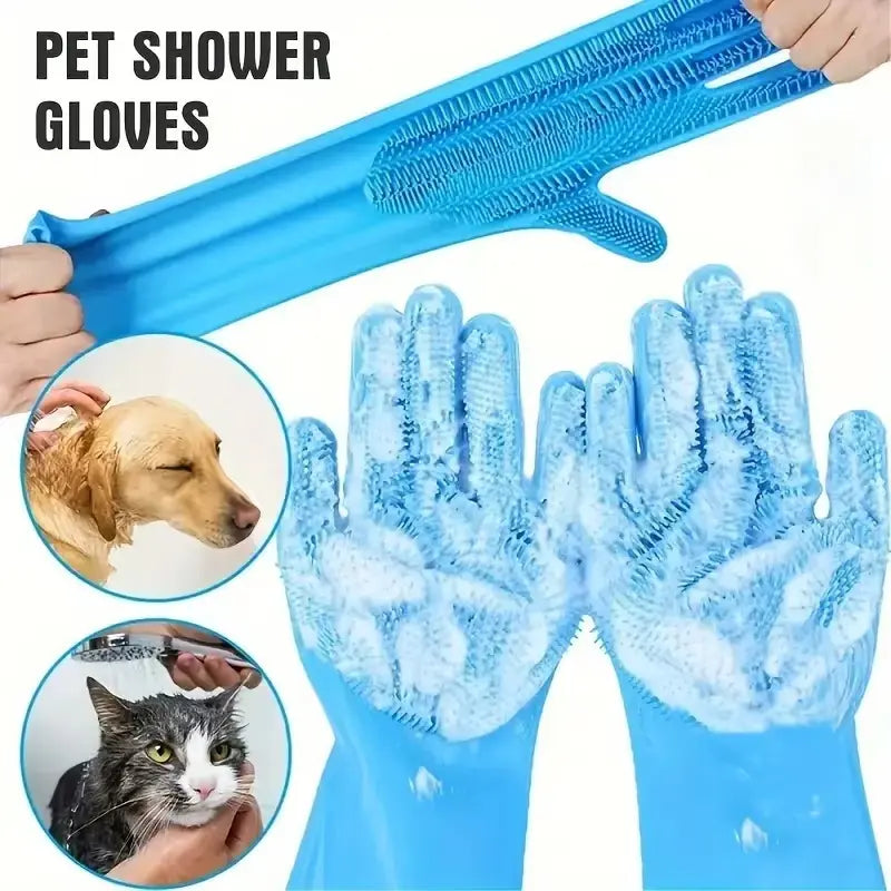 Pet Dog Bathing Gloves, Silicone Pet Brush Massage Brush, Dog Bathing Supplies, Grooming Supplies, Comfortable & Durable Design, Clean, Perfect for Daily Use